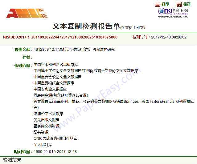 知網(wǎng)期刊論文檢測的查重范圍